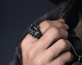 Ejército espartano en guerra Anillo de hombres de plata de ley hecho a mano, Anillo de guerreros espartanos, Joyería de guerreros espartanos, Anillo de mitología griega, Regalo para hombres