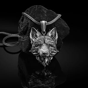 Handmade Silver Fox Necklace, Best Fox Oxidized Silver Pendant, Fox Charm With Chain, Necklace For Men, BestFriend Gift Necklace, Men Gift