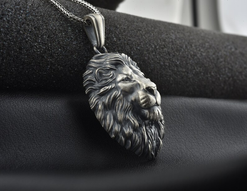 Wild Lion Silver Mens Necklace Best Lion Men Necklace Etsy