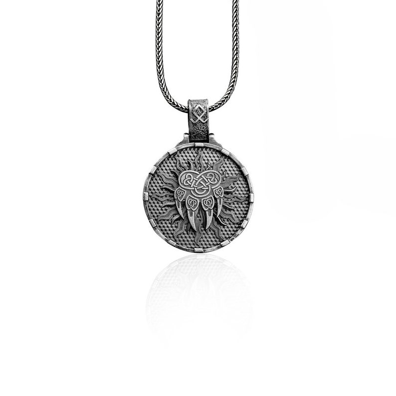 Mens Wolf Head Pendant, Silver Wolf Paw Pendant, Silver Scandinavian Jewelry, Viking Wolf Pendant, Wolf Paw Men Necklace, Oxidized Men Gİft image 2