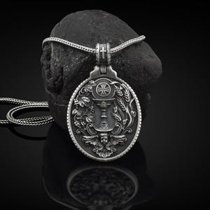Eucharist Handmade Sterling Silver Men Charm Necklace, The Holy Communion Jewelry, Lord's Supper Necklace, Eucharist Pendant, Christian Gift