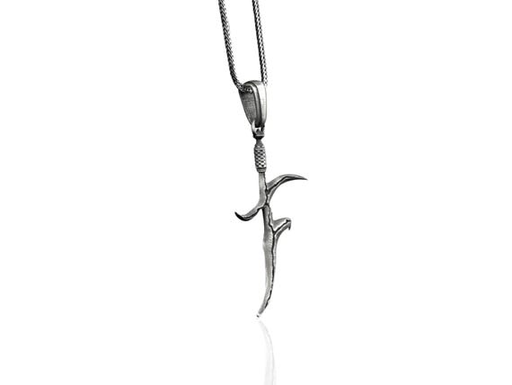 Black Knife Dagger Necklace in Silver, Middle Earth Warrior