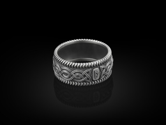 BySilverStone Viking Knot Men's Ring - Handmade Sterling Silver Wedding Band, Oxidized Finish - View #9
