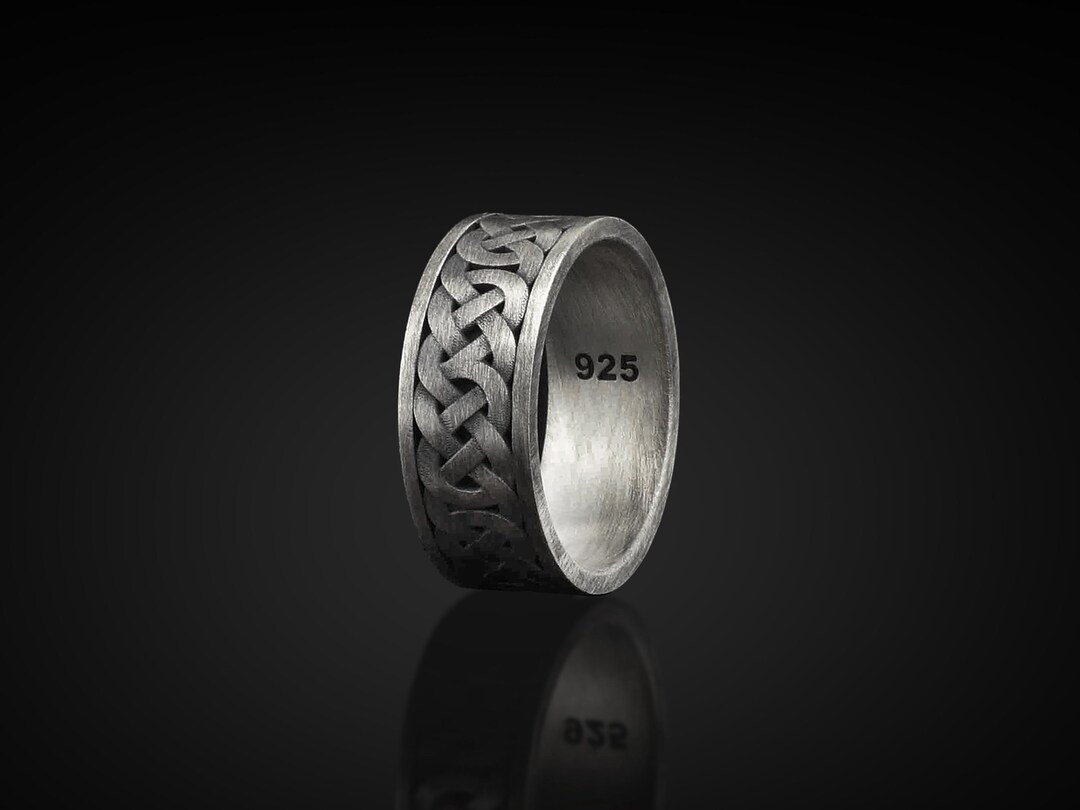 Scandinavian Motif Handmade Sterling Silver Men Ring, Viking Knot Men ...