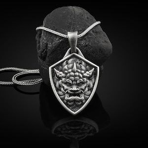 Chinesischer Wächter Löwe Hund handgemachte Sterlingsilber-Mann-Charme-Halskette, chinesischer Bbuddismus Männer Schmuck, Foo Hund Anhänger mit Kette, Fu Hund Geschenk
