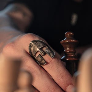 Mens Spartan Ring, Oxidized Men Ring, Spartan Helmet Ring, Silver Spartan Rings, Silver Helmet Ring, Men Gift Ring, Silver Spartan Jewelry
