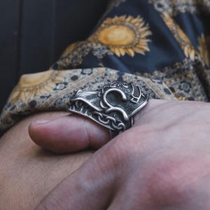Morior Invictus Handmade Sterling Silver Men Ring, Silver Skull Biker Ring, Morior Invictus Silver Jewelry, Skull Gothic Ring, Ring for Men