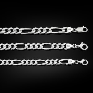 925 sterling silver 3.5mm Figaro chain necklace, unisex silver jewelry for men and women, classic silver necklace gift, everyday chain style