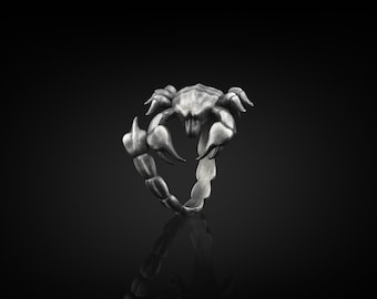 Scorpion Handmade Sterling Silver Men Ring, Scorpio Zodiac Sign Ring, Scorpion Animal Ring, Scorpio Astrology Ring, Scorpion Silver Jewelry