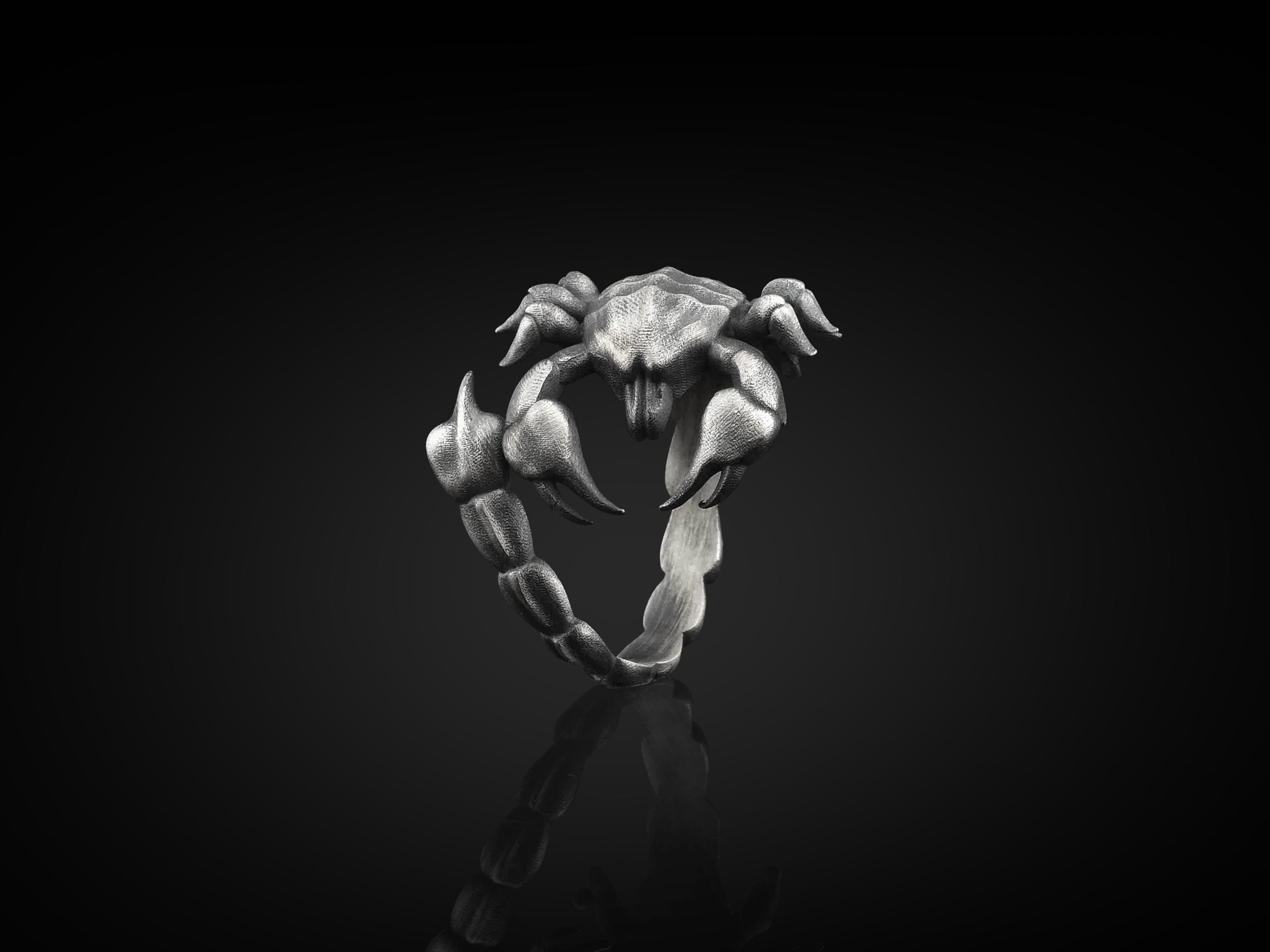 Scorpion Handmade Sterling Silver Men Ring, Scorpio Zodiac Sign Ring, Scorpion Animal Ring, Scorpio Astrology Ring, Scorpion Silver Jewelry