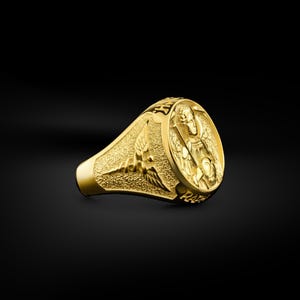 St Raphael the Archangel Faith Ring in 14k Gold, Engraved Saint Raphael ...