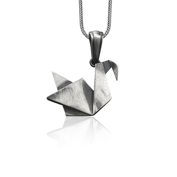 Collier origami en argent sterling cygne pour petite amie, collier oiseau délicat pour maman, collier spirituel pour femme