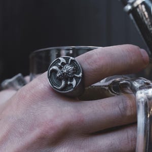 Viking Thor Handmade Sterling Silver Men Signet Ring, Norse Mythology Signet Ring, Viking Norse Mythology Silver Men Jewelry, Ring for men