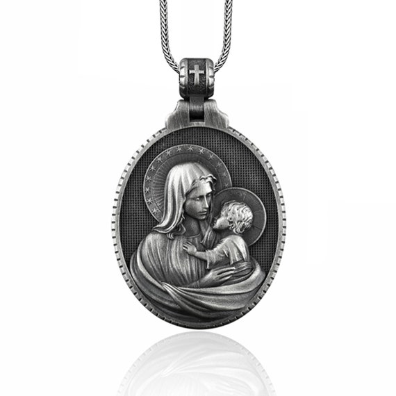 Buy Bewinner Virgin Mary Necklace, Steel Rhinestones, Christian Jewelry  Rhinestone Virgin Mary Pendant,Gifts Necklaces for Women Men Mothers Day  (Silver) at Amazon.in