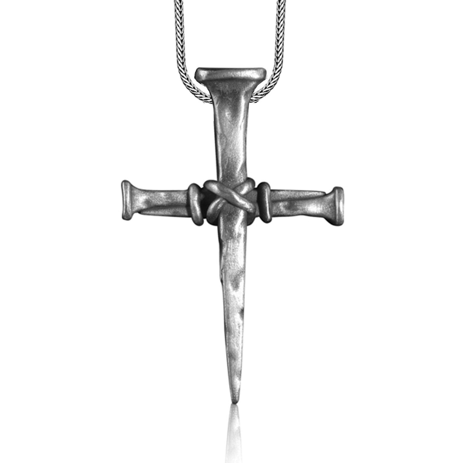 thumbnail image 2 of Men's Silver Stainless Steel Cross Pendant Necklace, 24-inch Chain, Religious Jewelry 2 of 3