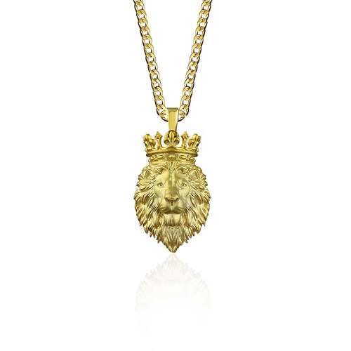 Personalized 14K Gold Lion Mens Necklace 18K Lion Gold Etsy