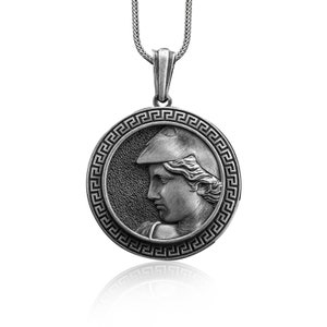 Alejandro el gran colgante de moneda de plata hecho a mano, collar griego antiguo para mejor amigo, collar guerrero para novio