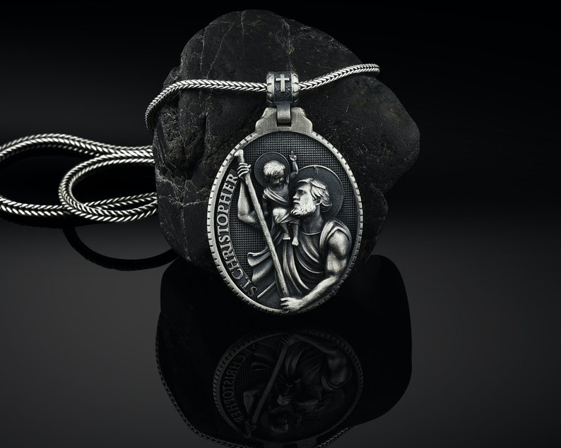 Saint Christopher Necklace Mens St Christopher Pendant - Etsy