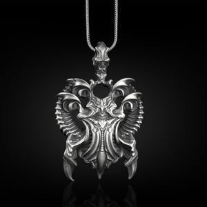 Scarab Of Shoggoth Futuristic Necklace For Men, Lovecraft Necklace For Bookworm, Unusual Beetle Necklace in Silver, Cyberpunk Necklace