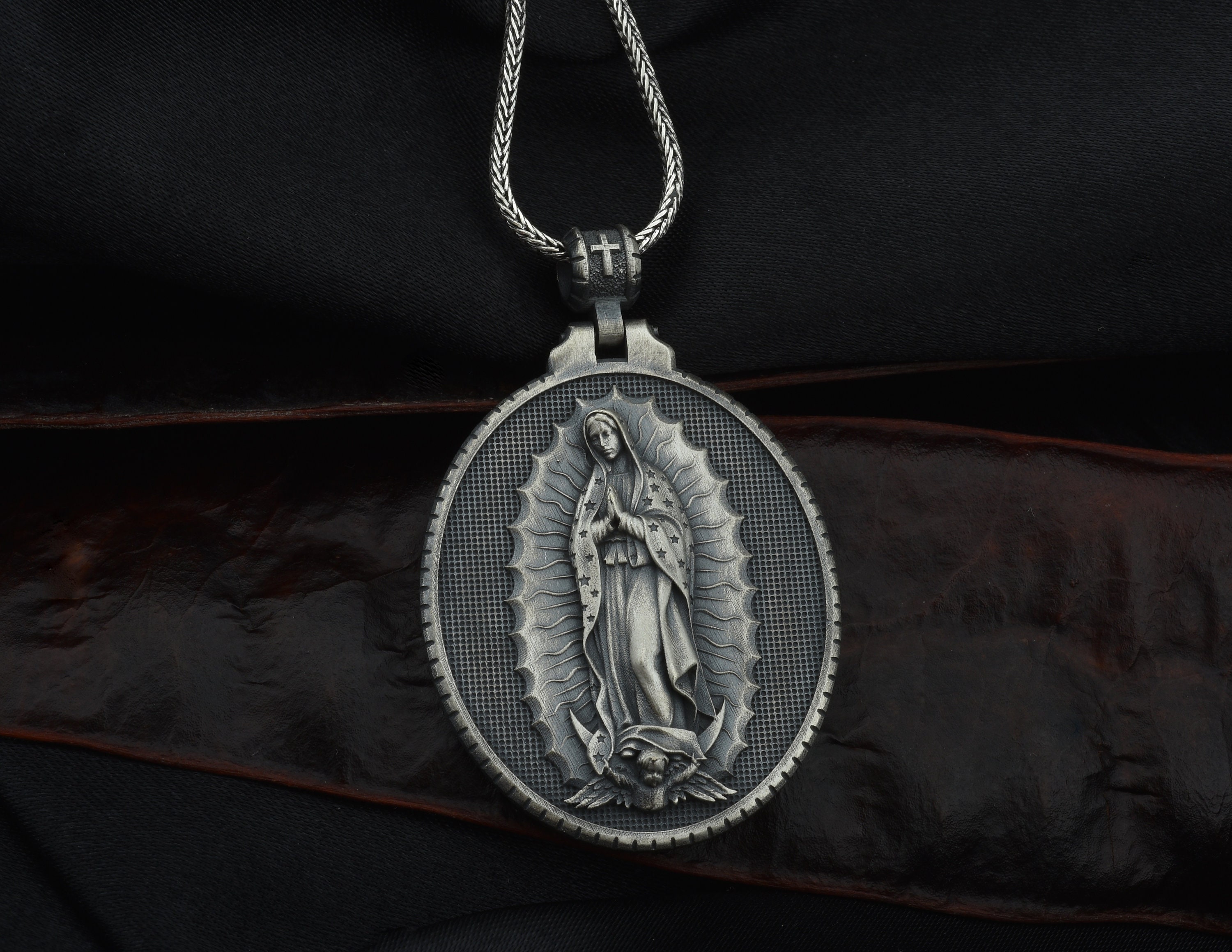 Silver Virgin Mary Guadalupe Men 
