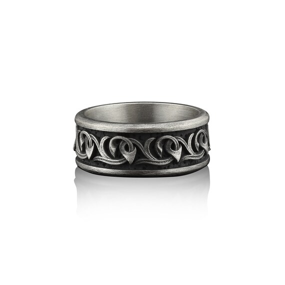 Stylish Handmade Sterling Silver Men Band Ring Elegant Silver