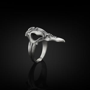 Raven Skull Handmade Sterling Silver Men Signet Ring, Black Bird Unique Animal Ring, Raven Silver Men Jewelry, Punk Ring, Gothic Men&#39;s Ring
