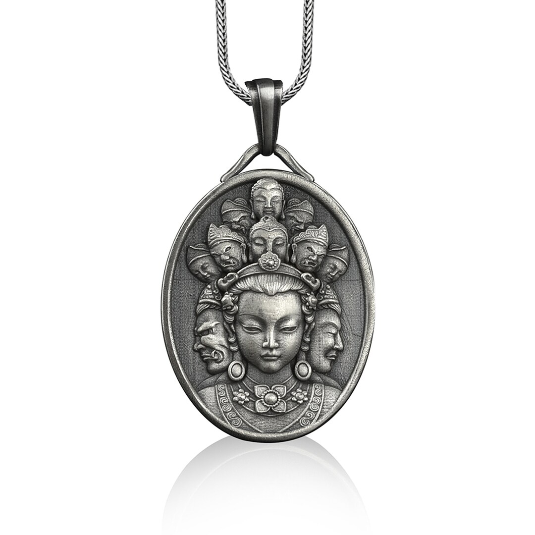 Goddess Brahma Pendant Necklace in Silver, Personalized Hinduism
