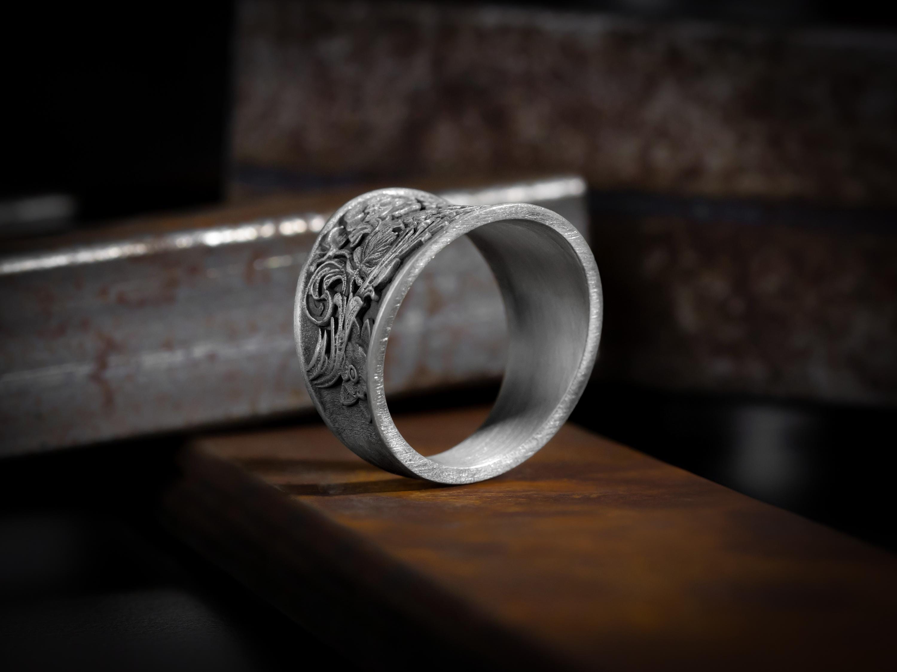 ★pandorum★ Acanthus ring 1 PR-004 Acanthus Flower Ring for Men in Sterling Silver for Baroque