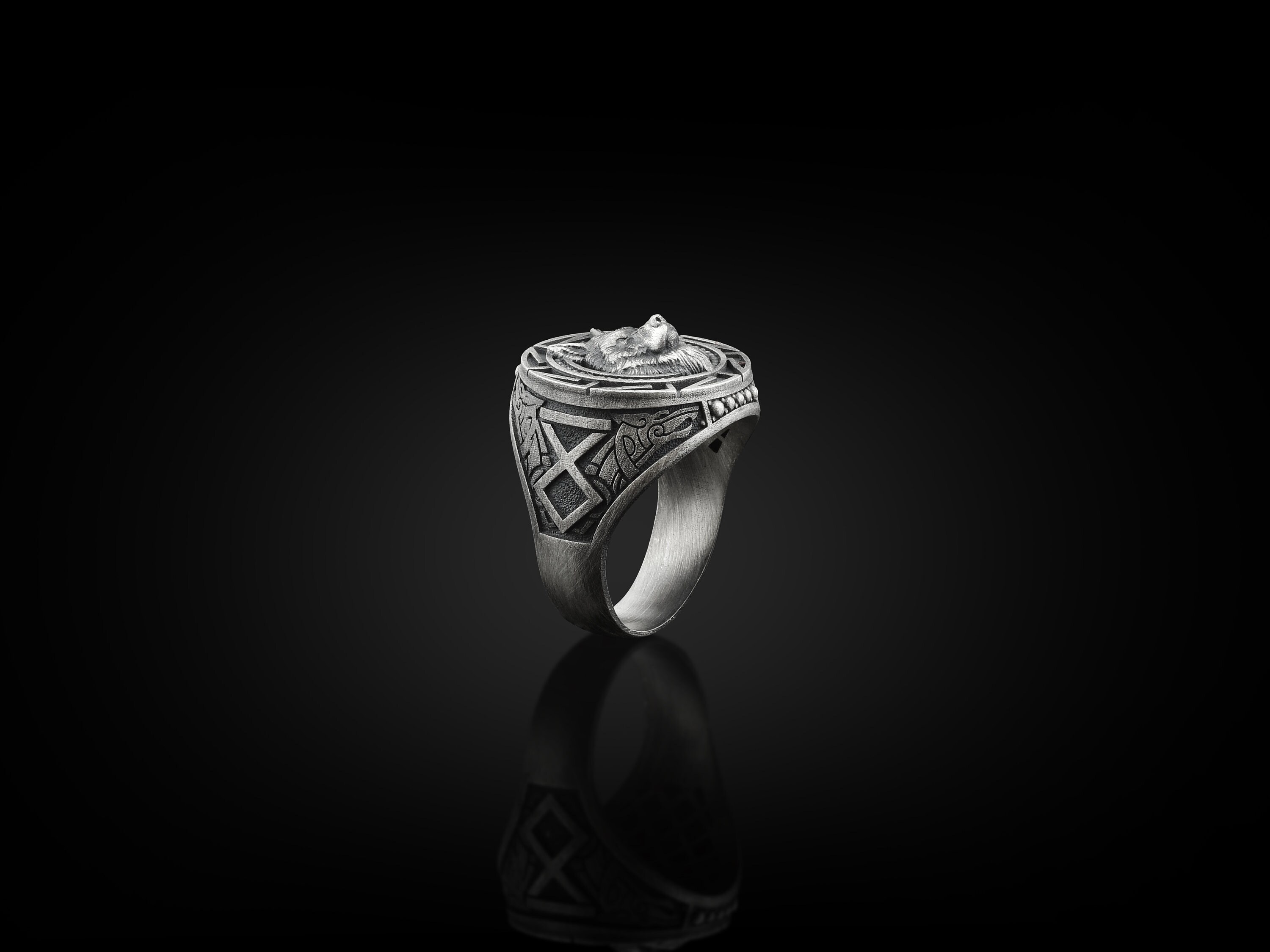 Nordic Wolf Handmade Sterling Silver Men Ring Norse Etsy