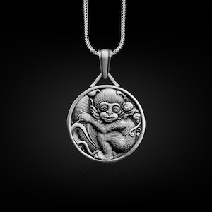 Collana scimmia in argento per uomo, collana spirito animale, gioielli ciondolo giocoso, regalo unico per lui o lei, collana simbolo di intelligenza