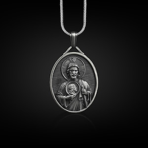 Saint Jude Medal, St. Jude Thaddaeus, Image of Edessa, Customizable Necklace, Catholic Medal Necklace, Catholic Pendant Necklace,