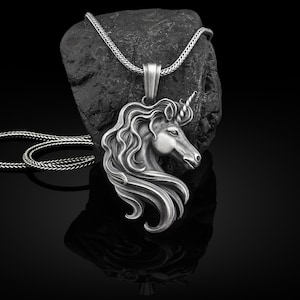 Einhorn Halskette für Männer in Silber, Einhorn Silber Herren Schmuck, Einhorn Sterling Silber Anhänger, Geschenk für Männer, Mythologie Geschenk, Papa Geschenk