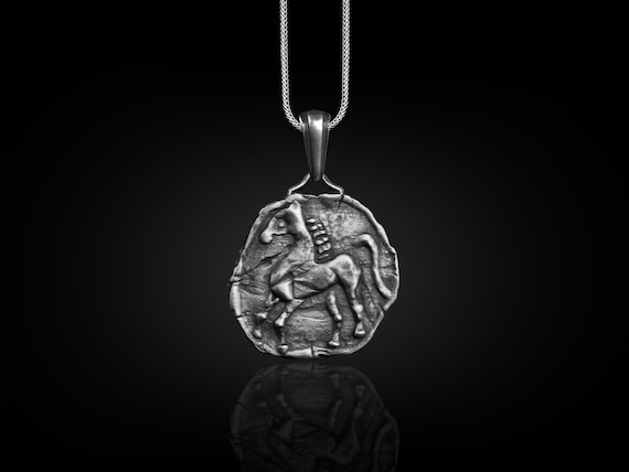 Tetradrachm Ancient Greek Coin Pendant, Ancient Rome Coin Necklace in Sterling Silver, Roman Necklace For Dad, Antique Necklace For Husband