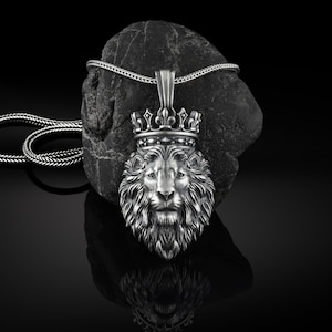 Lion King Silver Mens Necklace, Best Lion Men Necklace, Lion King Charm With Chain, Necklace For Men, BestFriend Gift Necklace, Lion Gift