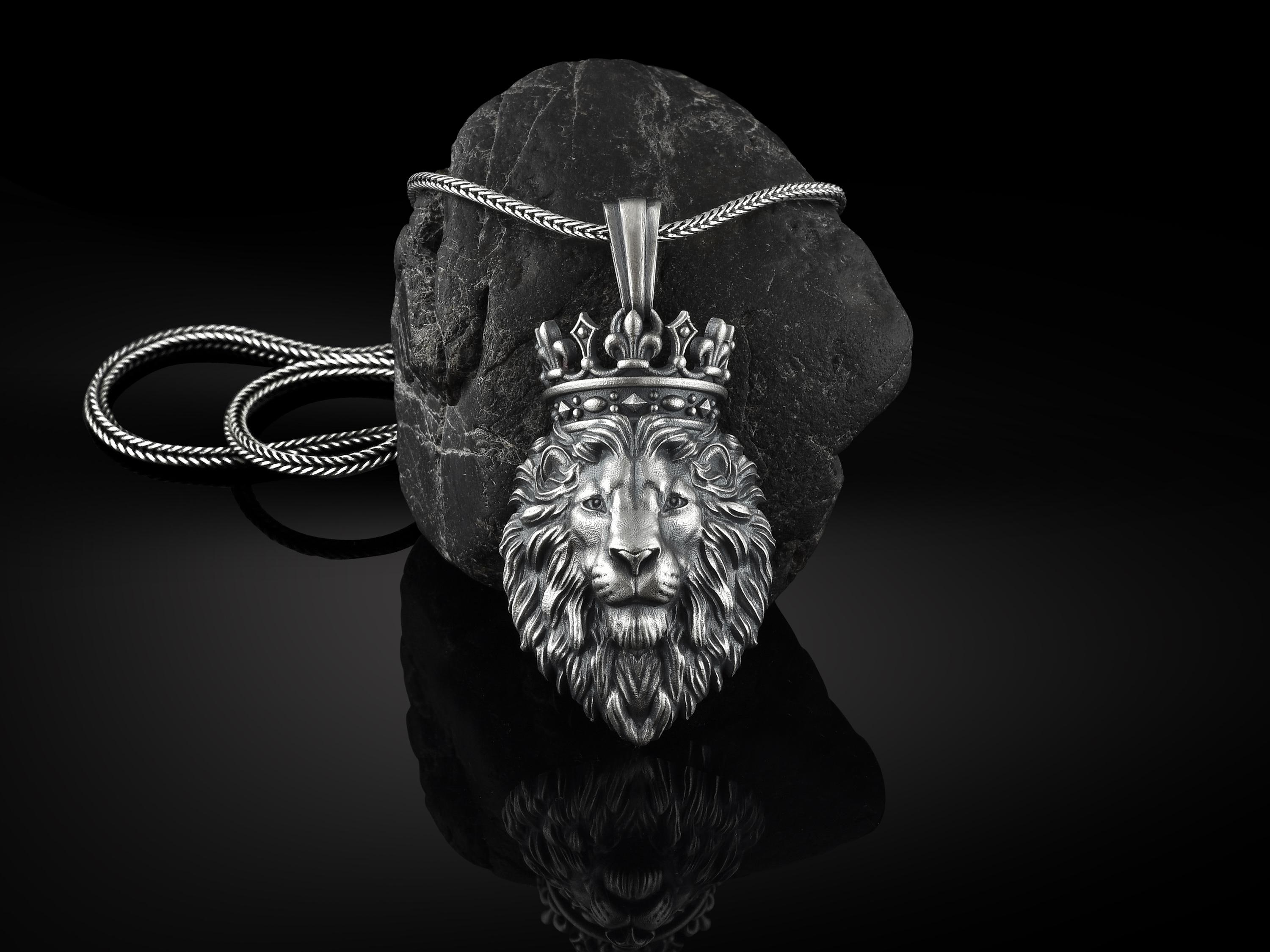 Lion King Silver Mens Necklace, Best Lion Men Necklace, Lion King Charm With Chain, Necklace For Men, BestFriend Gift Necklace, Lion Gift