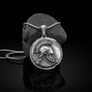 Spartan Helmet Handmade Silver Necklace, Spartan Helmet Silver Men Jewelry, Spartan Helmet Sterling Silver Pendant, Ancient Greece Men Gift