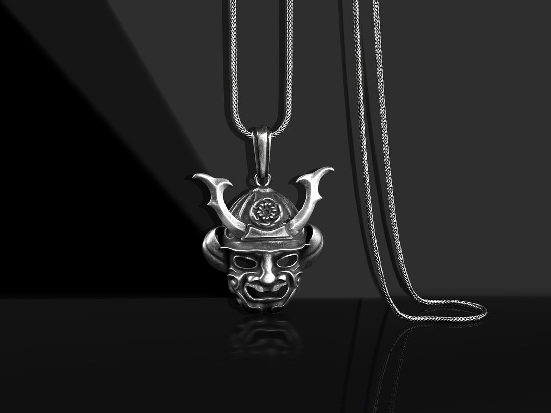 Samurai 3D Mens Pendant Necklace Japanese Medieval Necklace Etsy