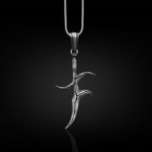 Zwarte mesdolkketting in zilver, Middle Earth Warrior-ketting voor beste vriend, zwaardketting voor vriend, Elden-ring geïnspireerd
