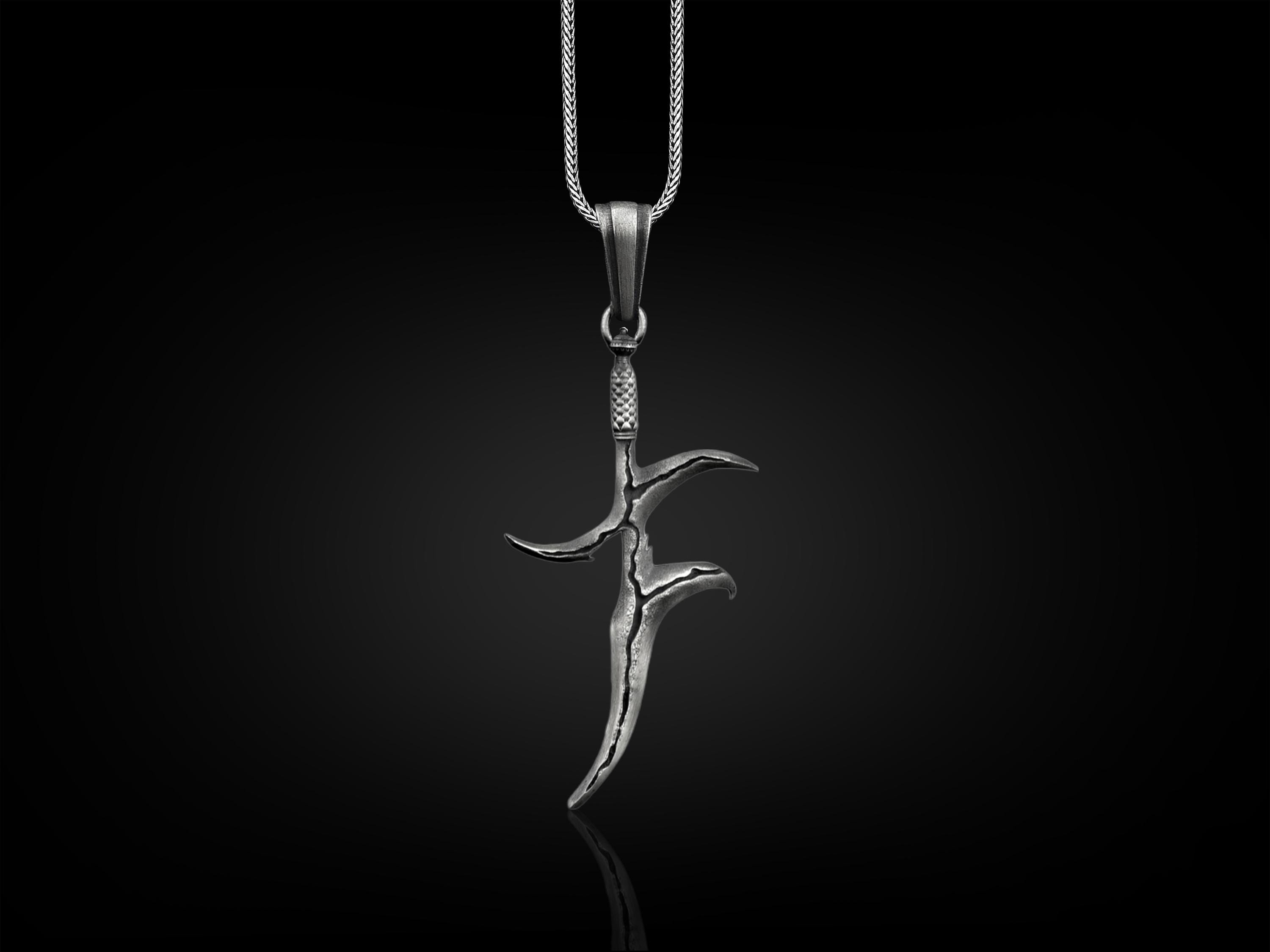 ネックレス・チョーカー BLENDOFF Knightly Dagger Necklace Silver 925 Black Knife Dagger Necklace in Silver, Middle Earth Warrior