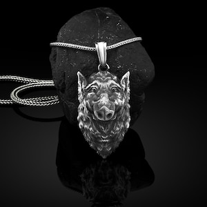 Male boar head handmade silver necklace for men, Oxidized wild pig pendant, Cool animal necklace for nature lover