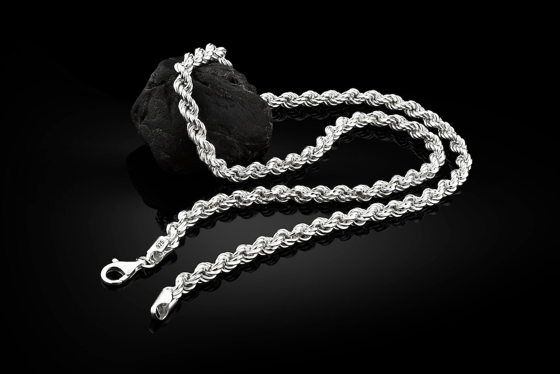 925 Sterling Silver Rope Chain Necklace Handmade Rope Chain Etsy Canada