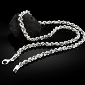 925 Sterling Silver Rope Chain Necklace, Handmade Rope Chain All Size ...
