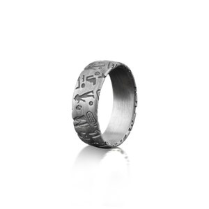 Ancient Egyptian Hieroglyphics Ring for Men, Sterling Silver Men Symbol ...