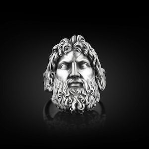 Zeus King of the Gods Ancient Ring for Men in Sterling Silver, Greek Mythology Gods Extraordinary Ring, Everyday Men Ring, Dad Birthday Gift