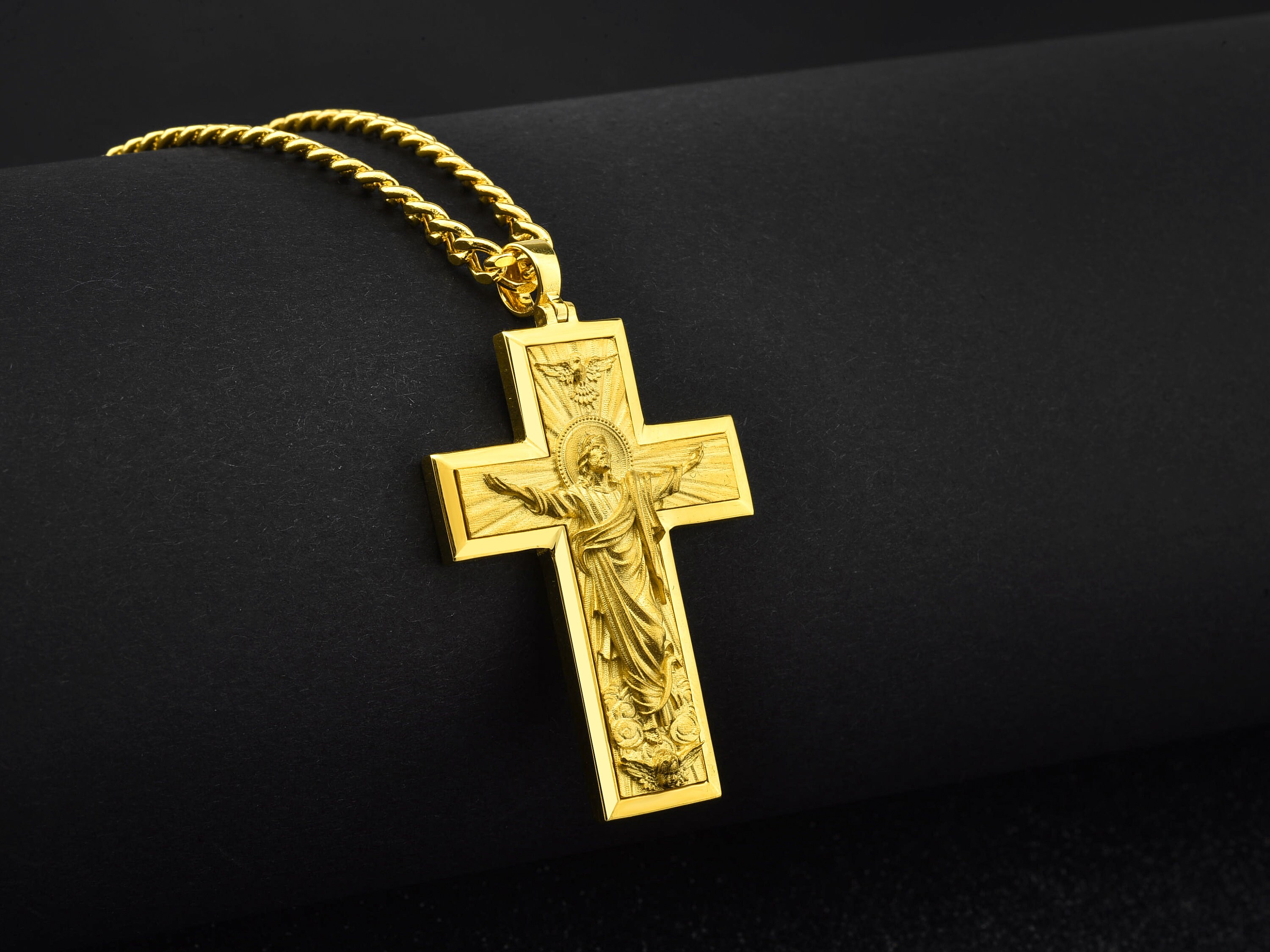 Gold 14K Ascension Cross Mens Necklace Personalized 18K Gold - Etsy