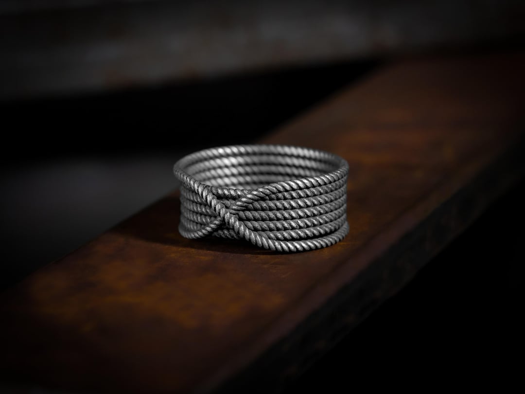 Anchor Ropes Wedding Band Rings , Handmade Sailor Wedding Band Ring ...