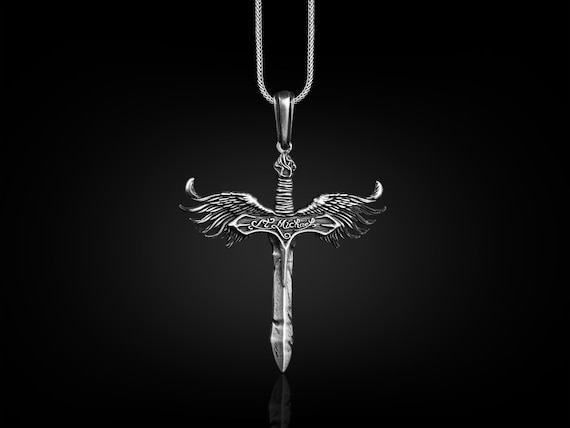 Buy St Michael the Archangel Sword Pendant Necklace for Men Unique Archangel Michael Mens Silver Necklace for Husband Online in India Etsy