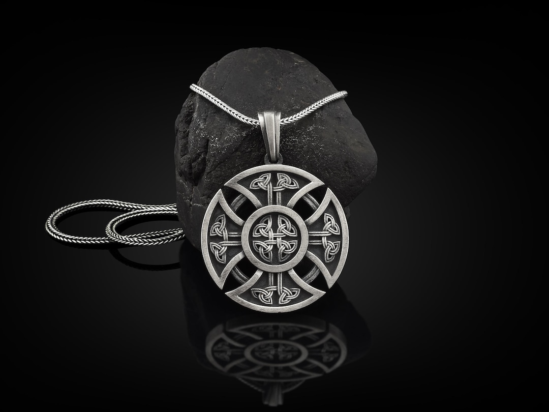 Celtic Knot Cross Handmade Sterling Silver Men Charm Necklace ...