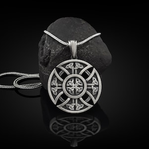 Celtic Knot Cross Handmade Sterling Silver Men Charm Necklace, Triquetra Silver Men Jewelry, Celtic Knot Silver Pendant, Mythology Necklace