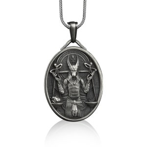 Scales of Anubis Silver Oval Medal, Ancient Egyptian God Jewelry, Customizable Necklace, Engraved Necklace for Men, Mythology Lover Gift,